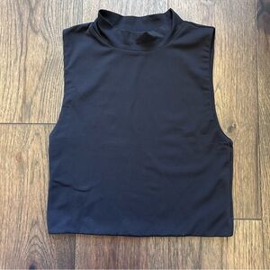 Aritzia Babaton Black Mock Neck Cropped Tank Top